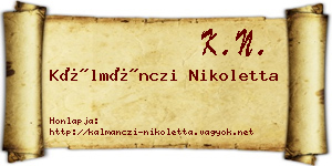Kálmánczi Nikoletta névjegykártya